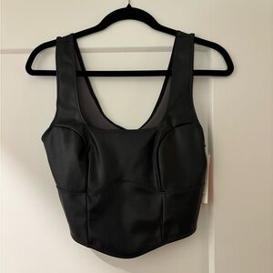 Colsie Leather Mesh back bralette crop tank